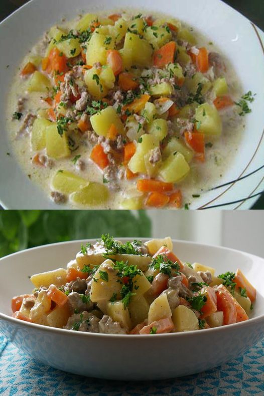 Kartoffel Hackfleisch Topf mit Schmand und Möhren – REZEPTE UND BACKEN